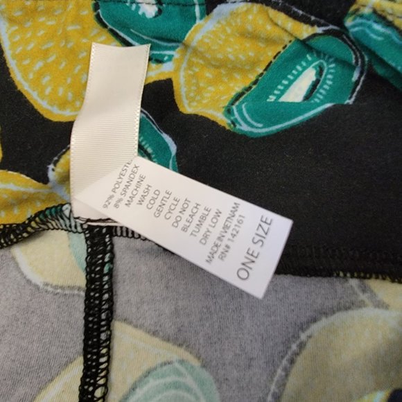 Rare LuLaRoe One Size OS Legging Kiwi Tree Fruit Green Black Soft Rare - Picture 4 of 10